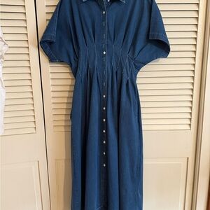 Anthropologie Tobie Button-Front Pleated Shirt Dress